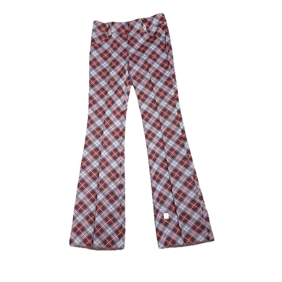 New Vtg 60's H Bar C Western Ladies Pants Plaid Polyester Flare Leg M - Picture 1 of 11